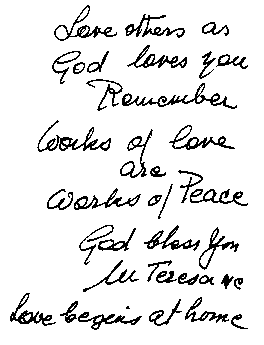 Lettre de Mère Teresa