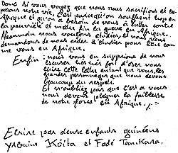 Lettre de Yaguine et Fodé